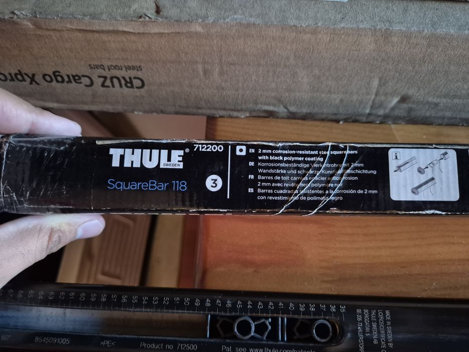 Barras de Tejadilho THULE Squarebar Evo 118 cm — NOVAS | NUNCA INSTALADAS | CAIXA ORIGINAL