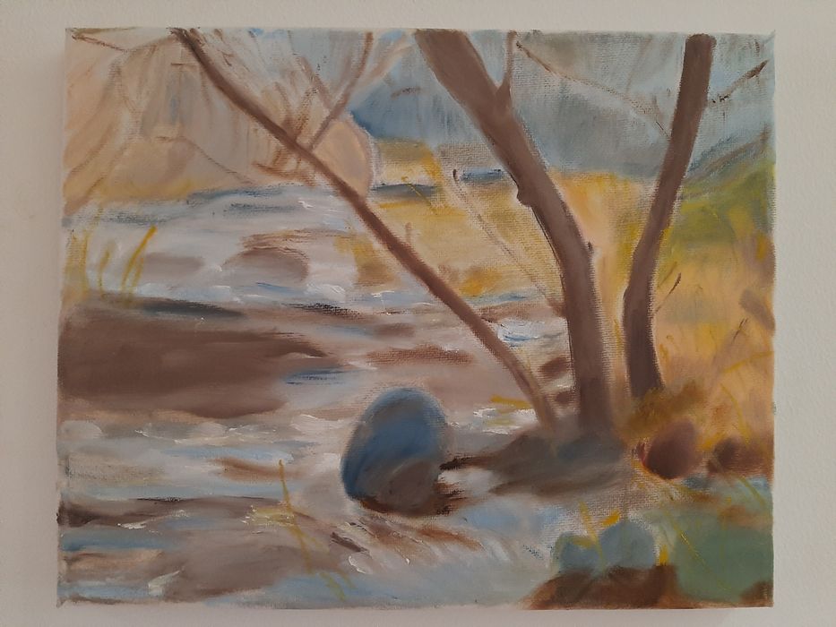 Tela em óleo, dimensões 27x21,5 cm