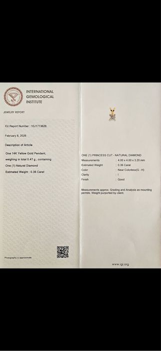 Nowy złoty lańcuszek 14 K z diamentem 0,36ct