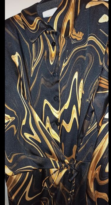 Nowa sukienka midi S 36 mango szmijzerka czarno złota