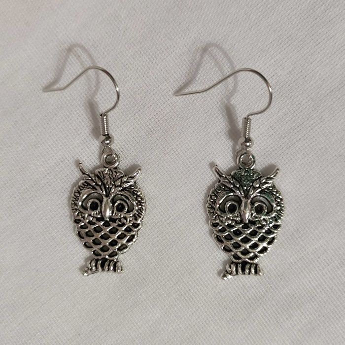 K153 Kolczyki wiszące Sowy Sówki Handmade