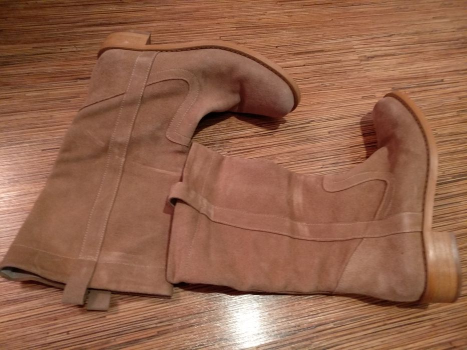 Кожаные демисезонные женские сапоги полусапожки казаки ботинки