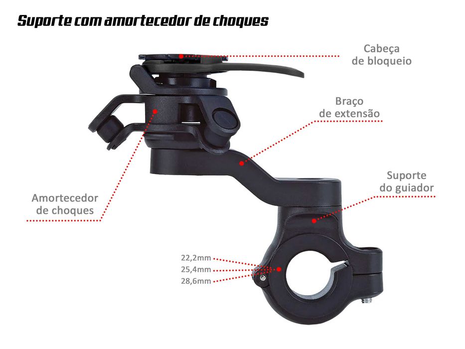Suporte telemóvel género Quad Lock com amortecedor para moto/bicicleta