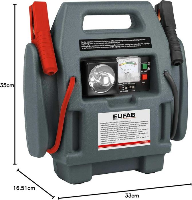 Urządzenie rozruchowe z kompresorem EUFAB 166437Ah  lampą LED 12V 300A