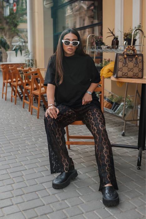 Мереживні штани з шортами