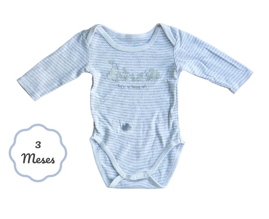 Body Riscas Coelhos TEX Baby 3 meses (com mancha)