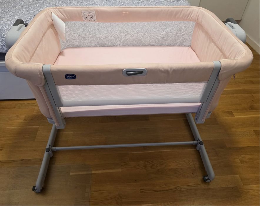 Ліжечко Chicco Next2Me Magic Evo Pink + комплект білизни