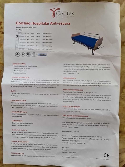 Cama hospitalar TEKVOR Care  Ecofit S Low 100 com colchão anti-escara