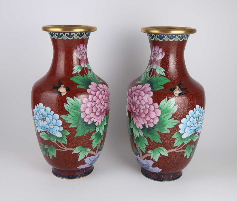 Par de jarras em cloisonné China - 23.5 cm (ref 2)