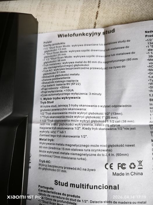 Detektor ścienny 3 in 1 do stali, drewna, przewodów elektrycznch