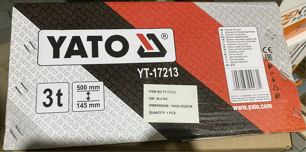 Домкрат гідравлічний підкатний 3 тонни YATO YT-17213 ято нове
