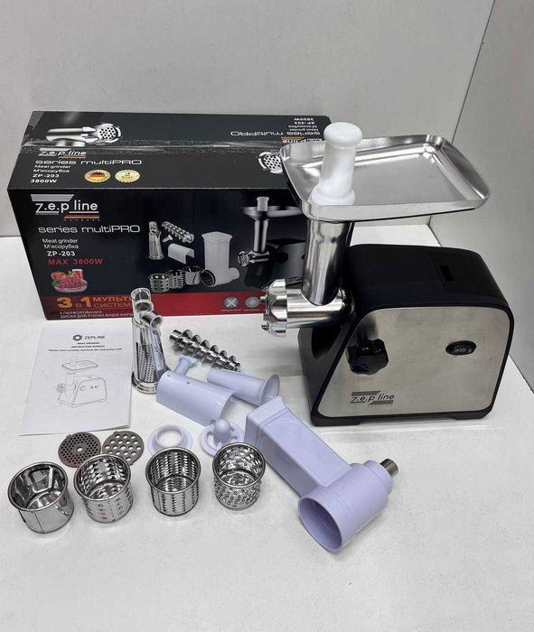 （即日発送） 正規品ミンタビセット　スーパージェクション Мясорубка Zepline ZP-203 3800 Вт 3 в 1 Соковыжималка шинковщица: 2