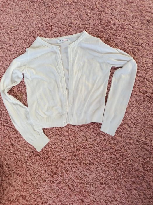 140 Biały Minoti elegancki sweterek na guziki galowy 140