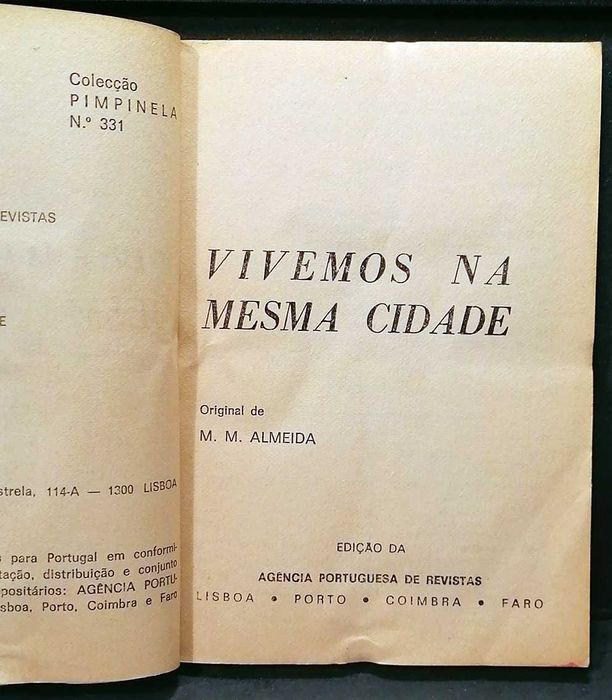 Minilivro Vivemos na Mesma Cidade, de M. M. Almeida