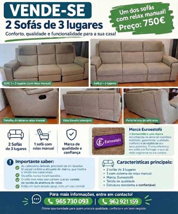 Venda particular. Sofás