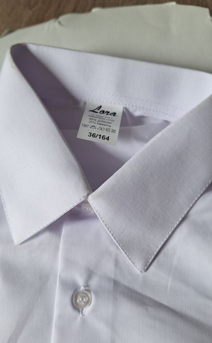 Koszula biała krótki rękaw 164/170 Lora