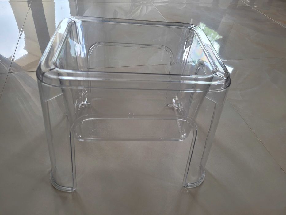 Taboret bezbarwny Stołek ze schowkiem przeźroczysty Plexi Akryl