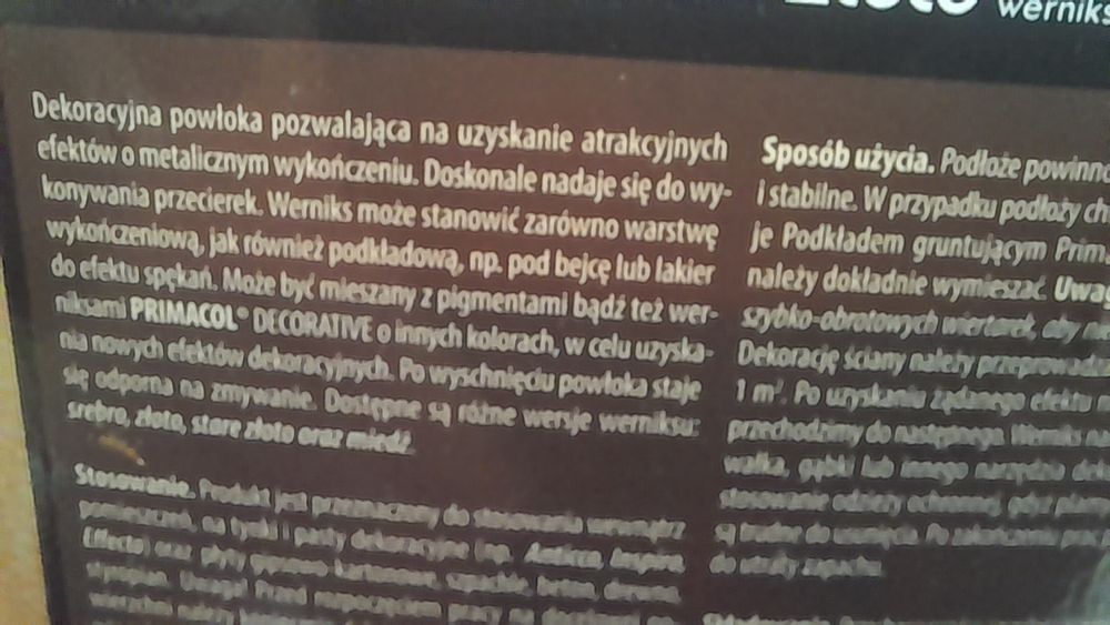 Dekoracyjna złota powłoka