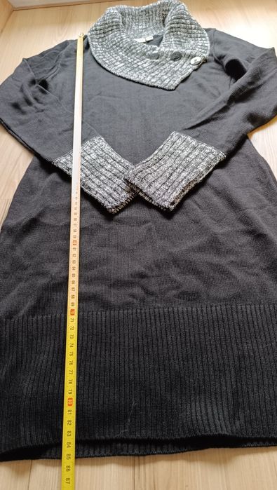 Długi sweter 36 Golf sukienka tunika