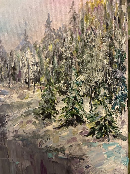 Продам картину маслом «Зима» полотно олія пейзаж