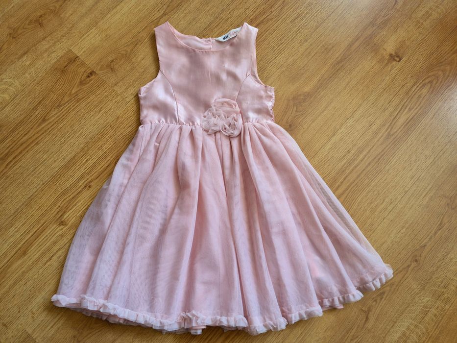 rozm. 122 H&M sukienka elegancka pudrowy róż tiul