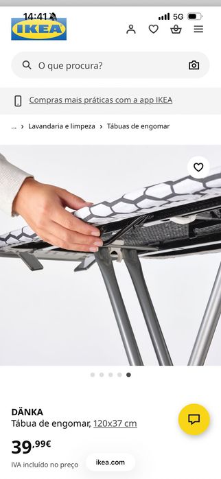 Tábua engomar 120x37cm com capa