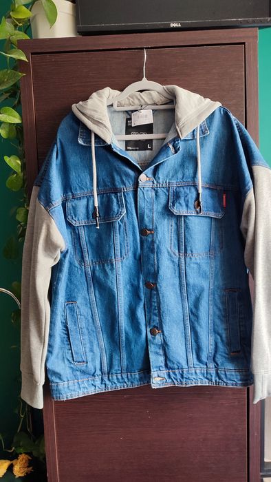 Kurtka jeansowa męska L z kapturem