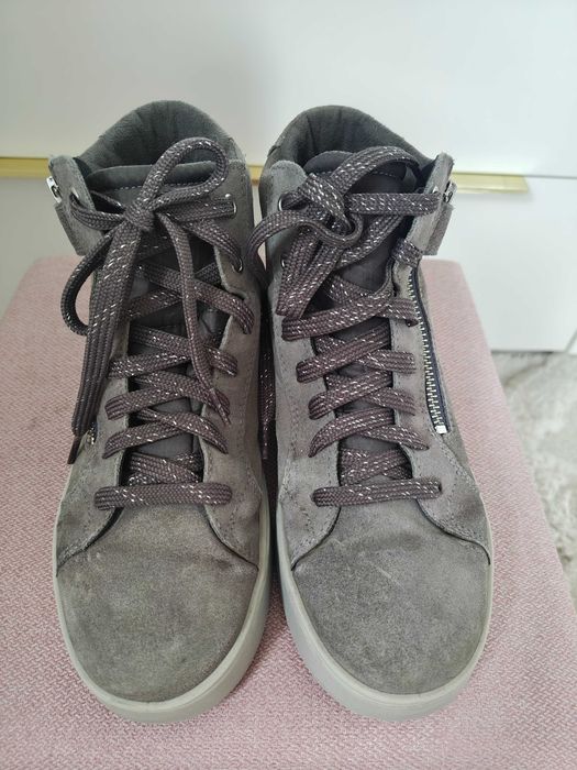 Buty przejściowe jesienne trzewiki dziewczęce wysokie 35 skóra naturalna