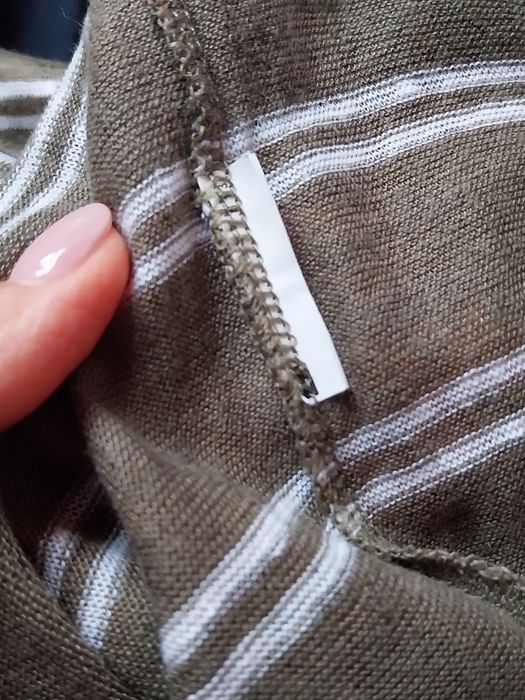 Camisola caqui | riscas | Benetton | Pure Linen | Tamanho M