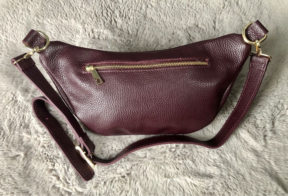 Nerka torebka bordo skóra naturalna Włoska - nowa