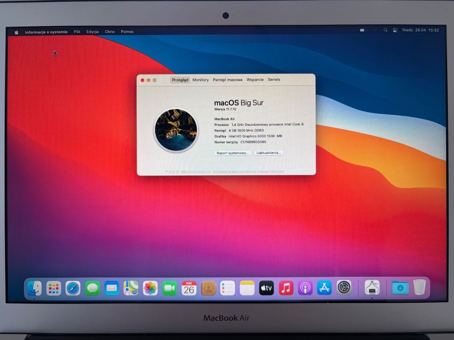 MacBook Air 13,3 cala, Intel Core i5 1,4 GHz/4GB/128GB