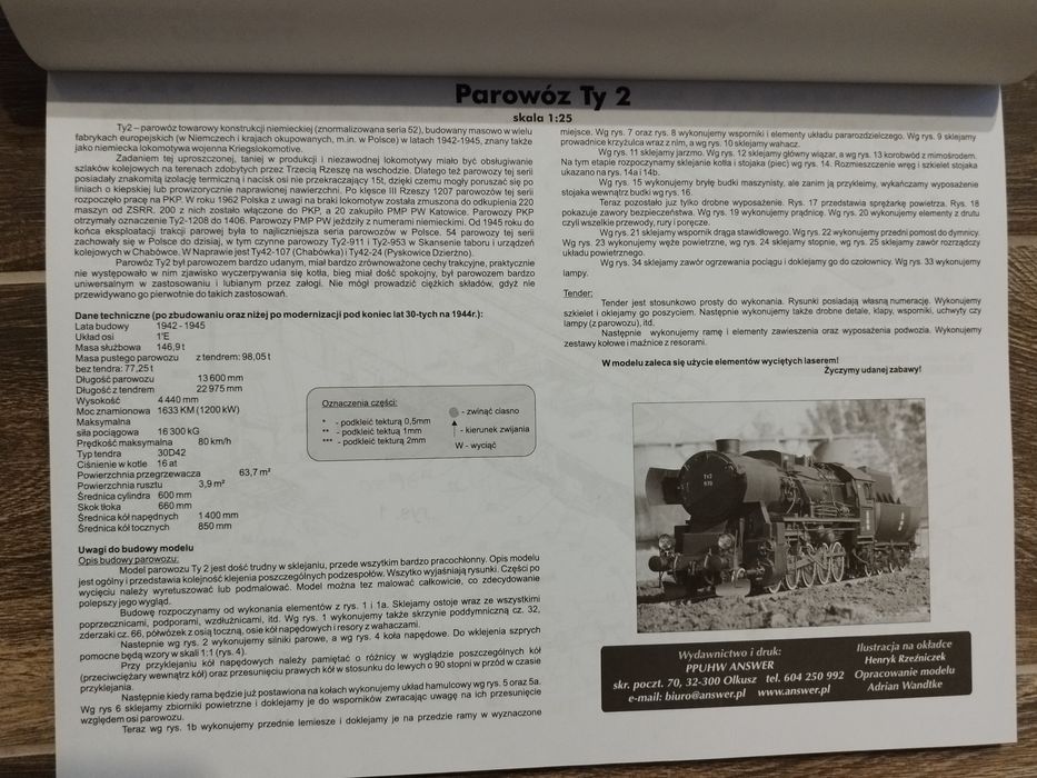 Model kartonowy Parowóz Ty2