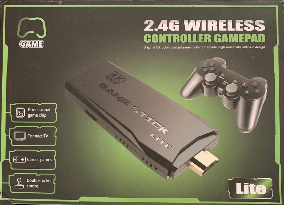 Game Stick Lite 4K com 2 Comandos Sem Fios – Jogos Retro