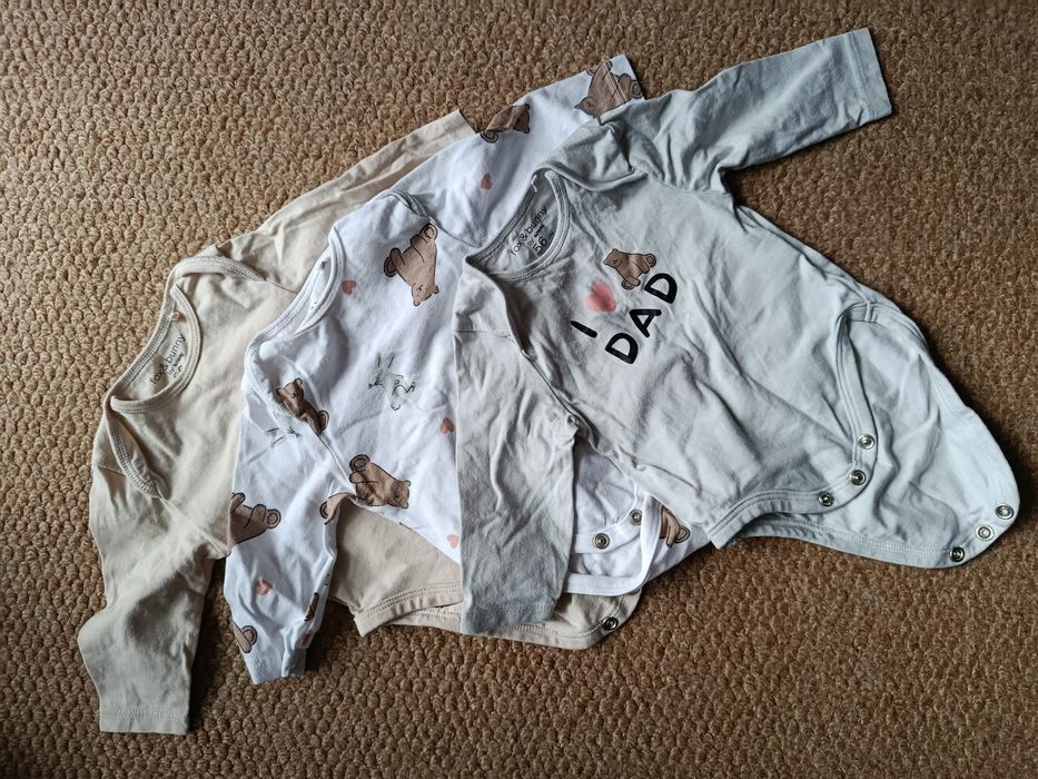 Body niemowlęce długi rękaw r. 50/56 zestaw 3 szt.