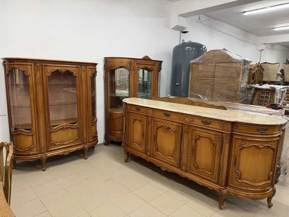 Włoski zestaw  mebli - komoda z kamiennym blatem i witryna przeszklona. Transport cały kraj