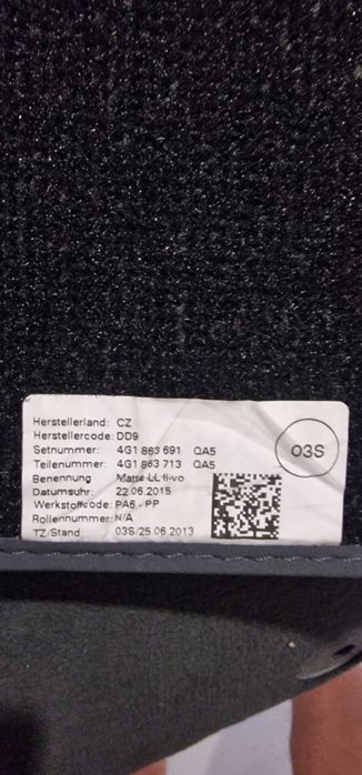 Dywaniki Audi A6 C7 welurowe