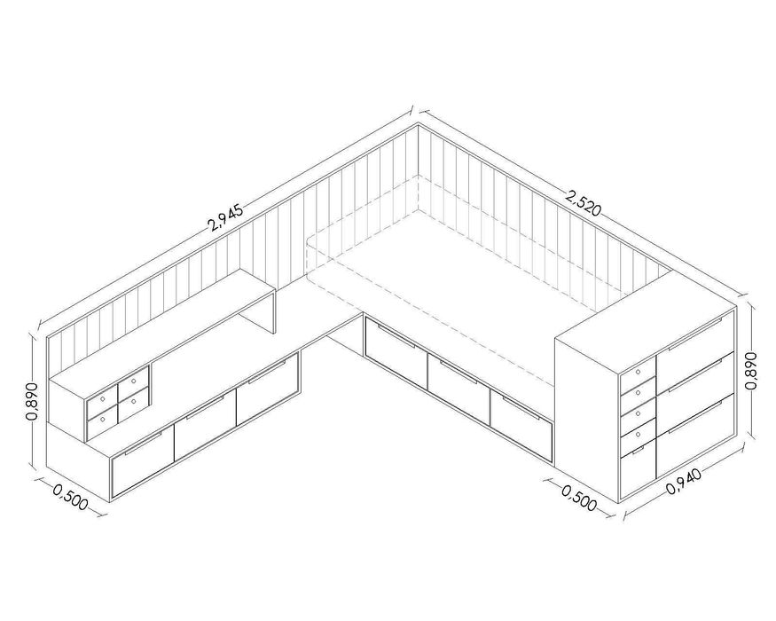 Quarto completo menina, com cama solteiro, em madeira lacada