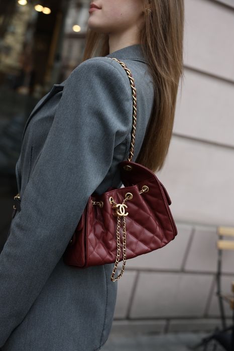 Сумка жіноча маленька Chanel 25 Micro Handbag in Grained Calfskin Burg