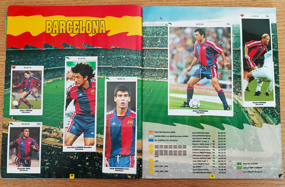 Caderneta SL Italy (no Panini) Eurocaps Stars Parade 94-95