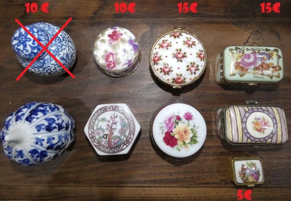Caixinhas de porcelana fina