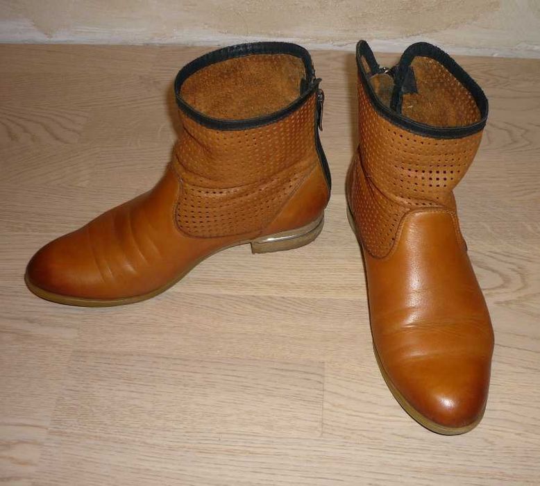 Skórzane botki Camel roz. 37 Carinii Ażurowe Jesień