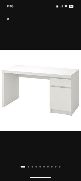 Secretária IKEA MALM branca 140x65 — como nova, já montada