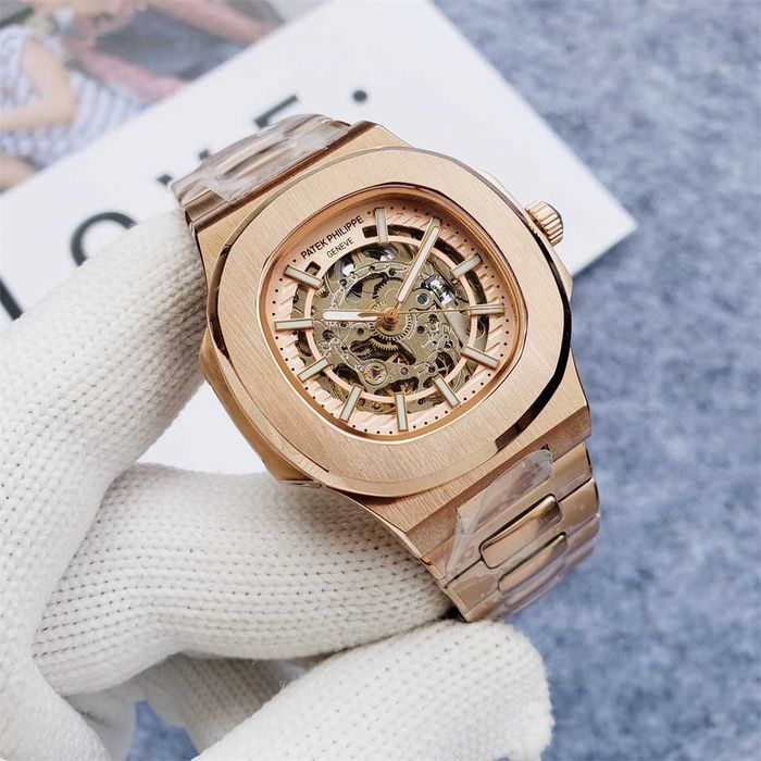 Годинник автоматичний Patek Philippe Nautilus skeleton rose gold