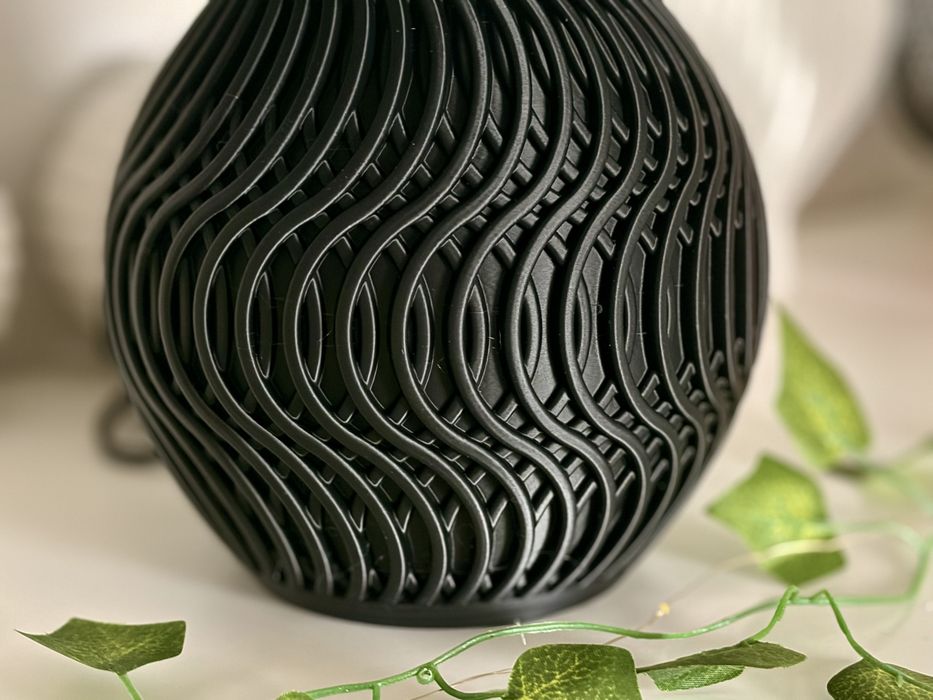 Nowoczesna lampka nocna / Ryflowany abażur | Design / Boho / Loft