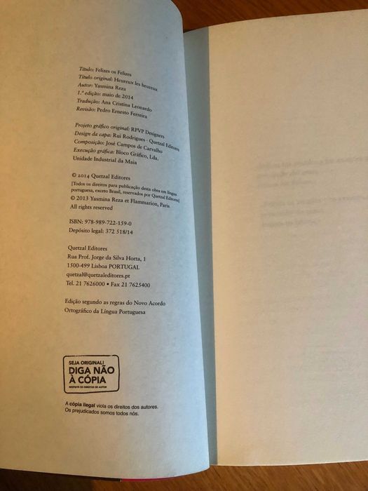 Felizes os Felizes     YASMINA REZA