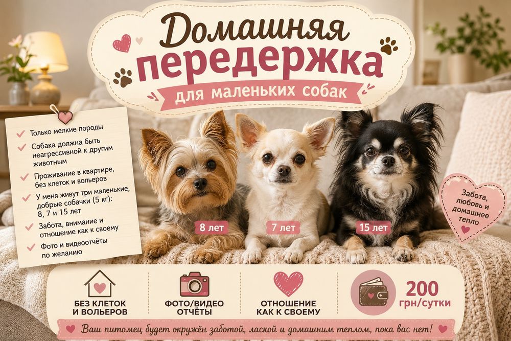Домашняя передержка для небольших собак