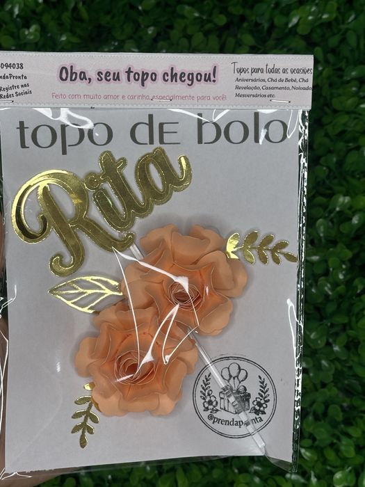 Topper de bolo com nome e idade (apenas com corte)