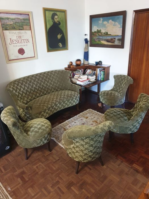 Conjunto vintage raro – Sofá e 4 cadeirões | Alemanha, anos 1920–1935