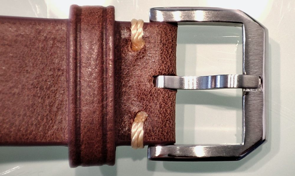 Nowy pasek brązowy do zegarka 20mm skórzany impregnowany auto odpinani