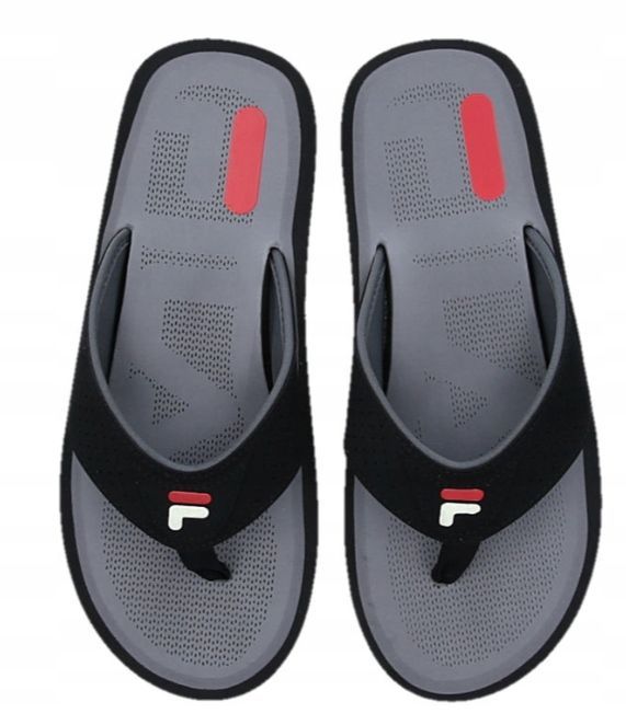 Fila japonki męskie czarne wsuwane płaskie casual 44 1jrc